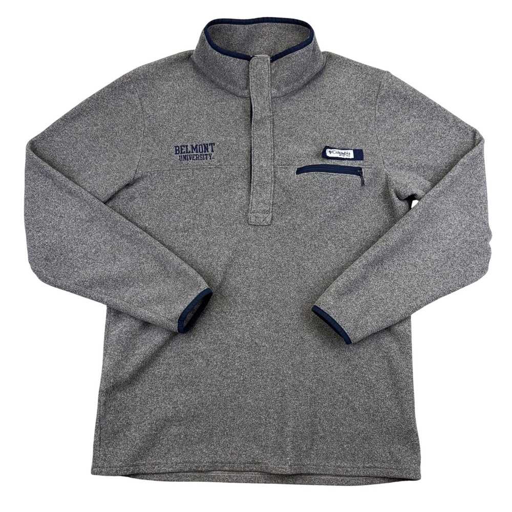 Columbia Pullover Mens Medium Gray Belmont University PFG Fleece Mock Neck Top